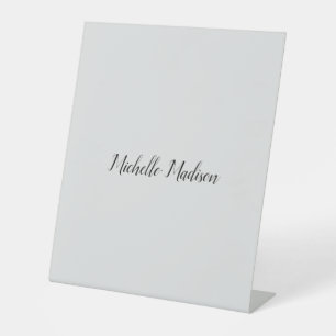 Plain Minimalist Modern Handwriting Calligraphy Pedestal Sign