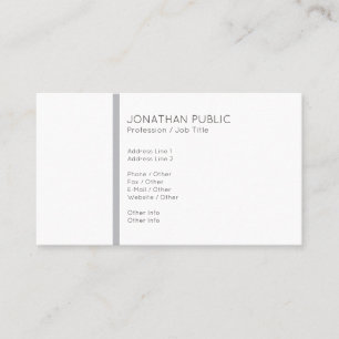 Plain Minimalist Professional Modern Grey White Business Card