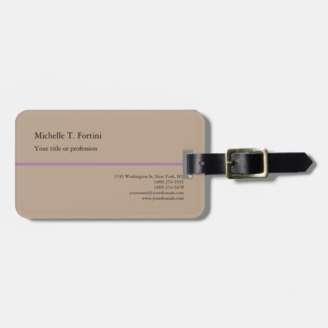 Plain Minimalist Simple Modern Luggage Tag (Front Horizontal)