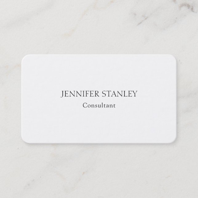 Plain Minimalist White Professional Elegant Business Card (Front)