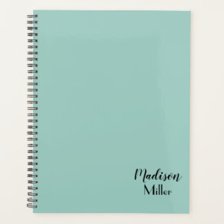Plain Mint Green Personalized Planner