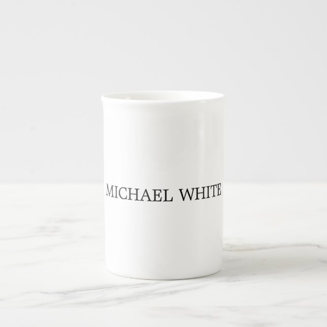 Plain Modern Black & White Minimalist Bone China Mug (Front)