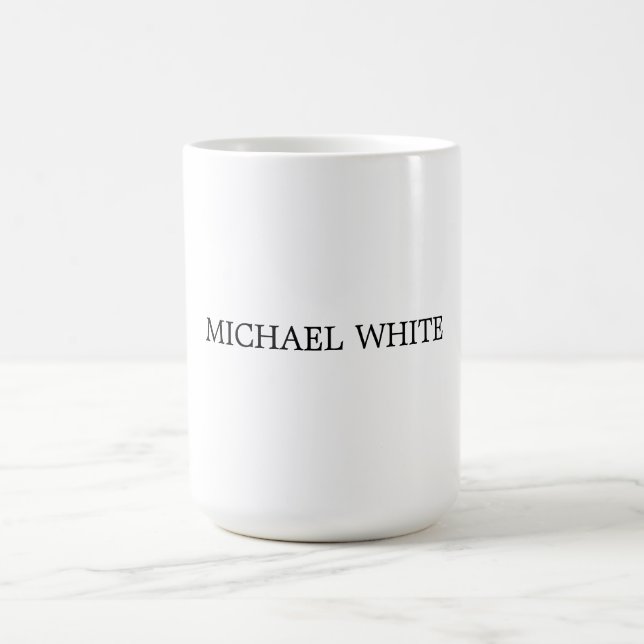 Plain Modern Black & White Minimalist Coffee Mug (Center)