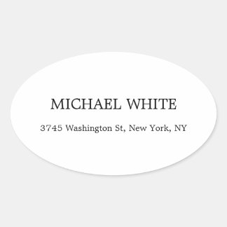 Plain Modern Black & White Minimalist Oval Sticker