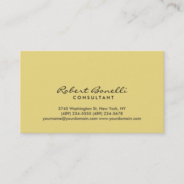 Plain Modern Flax Colour Consultant Business Card (Front)