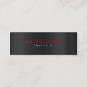 Plain Modern Grey Black Red Minimalist Original Mini Business Card
