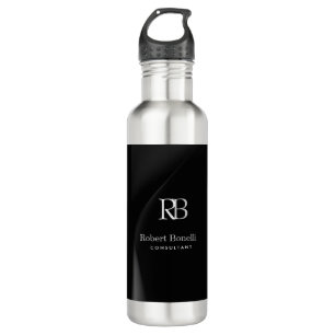 Plain Modern Grey Monogram Initials Name  710 Ml Water Bottle