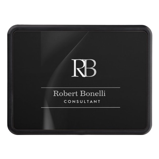 Plain Modern Grey Monogram Initials Name  Trailer Hitch Cover (Front)
