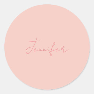Plain Modern Handwriting Your Name Classic Round Sticker