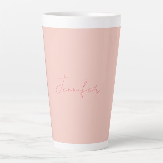 Plain Modern Handwriting Your Name Latte Mug (Front)