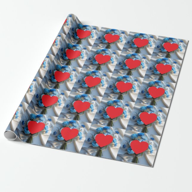 Plain Modern Love Heart Graphic Wrapping Paper (Unrolled)