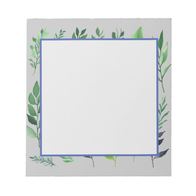 Plain Modern Minimalist Floral Greenery Notepad (Front)