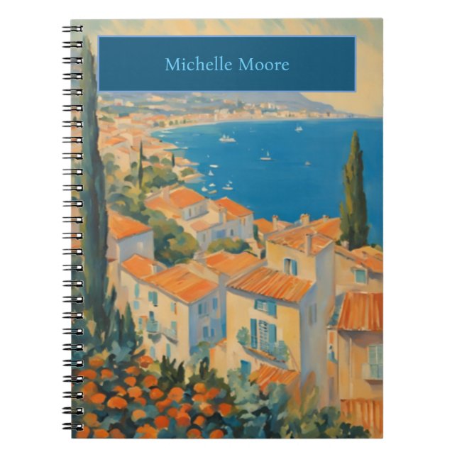 Plain Modern Minimalist Name Cote D'Azur Notebook (Front)