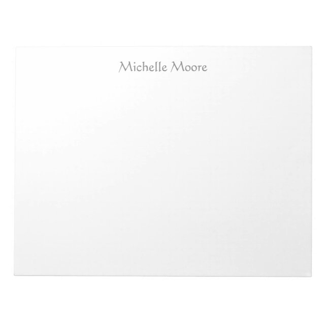 Plain Modern Minimalist Name Personalized Notepad (Front)