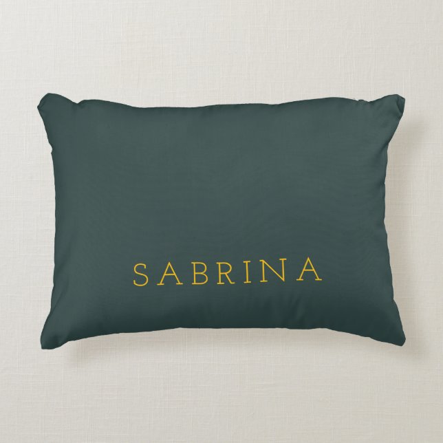 Plain Modern Minimalist Own Name Dusty Green Accent Pillow (Front)