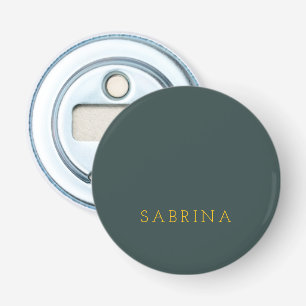 Plain Modern Minimalist Own Name Dusty Green Bottle Opener