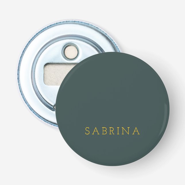 Plain Modern Minimalist Own Name Dusty Green Bottle Opener (Front)