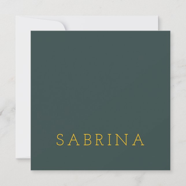 Plain Modern Minimalist Own Name Dusty Green Card (Front)