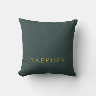 Plain Modern Minimalist Own Name Dusty Green Throw Pillow