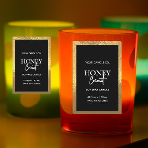 Plain modern minimalist style Foil border Candle Food Label