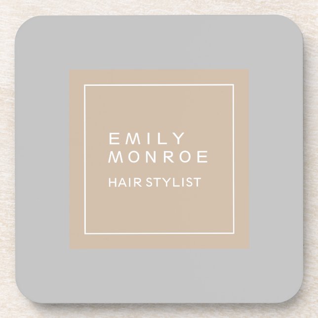Plain Modern Minimalist Your Name Pastel Colour Coaster (Front)