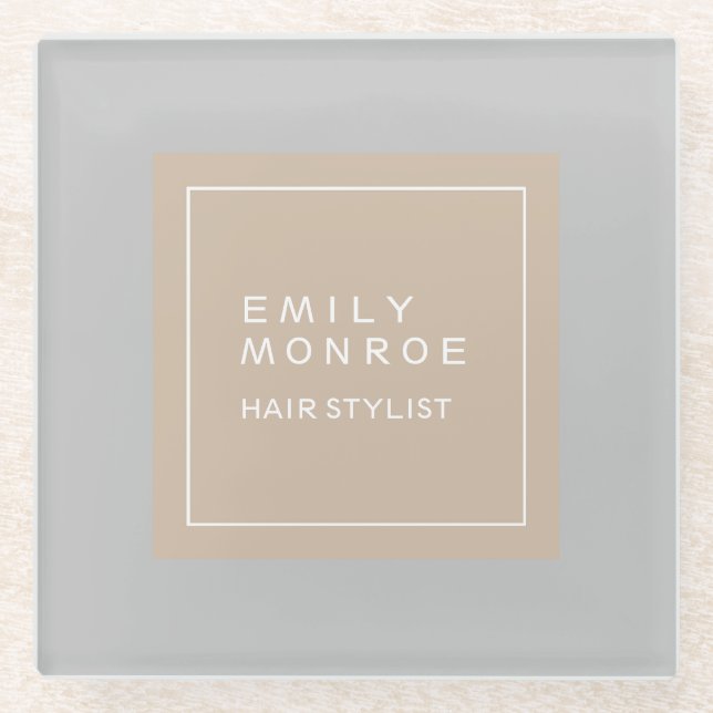 Plain Modern Minimalist Your Name Pastel Colour Glass Coaster (Front)