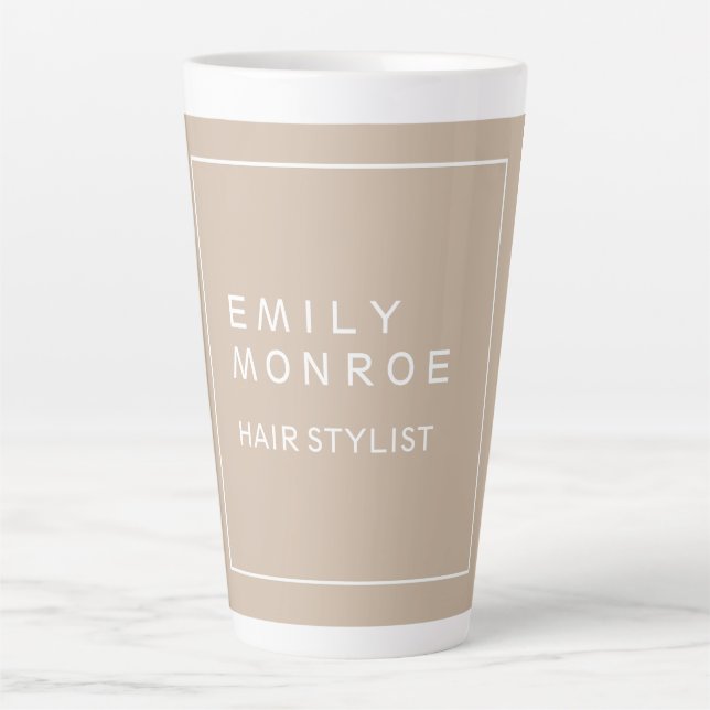 Plain Modern Minimalist Your Name Pastel Colour Latte Mug (Front)