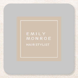Plain Modern Minimalist Your Name Pastel Colour Square Paper Coaster