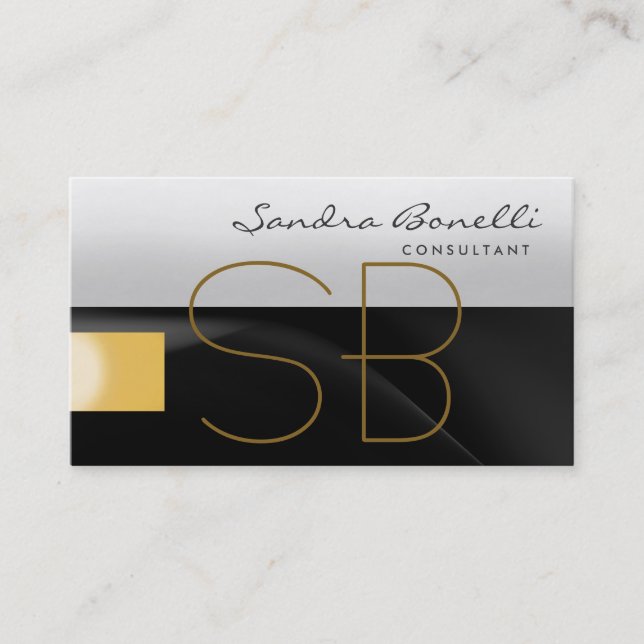 Plain Modern Monogram Consultant Business Card (Front)
