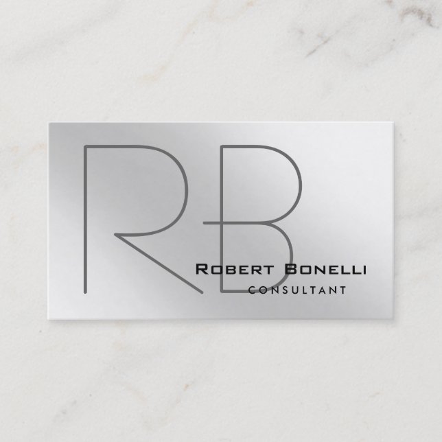 Plain Modern Monogram Consultant Business Card (Front)