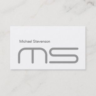 Plain Modern Monogram Grey White Business Card
