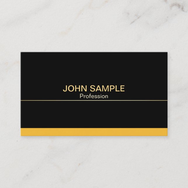 Plain Modern Professional Black Gold Elegant Business Card (Front)