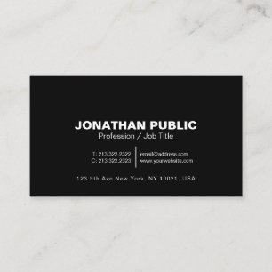Plain Modern Professional Elegant Black White Business Card