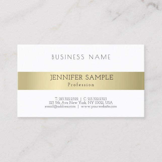 Plain Modern Professional Elegant Gold Look Sleek Business Card (Front)