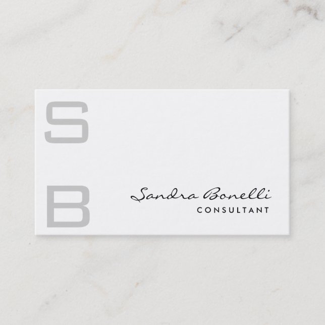 Plain Modern Professional Monogram Business Card (Front)