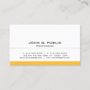 Plain Modern Professional White Gold Basic Business Card