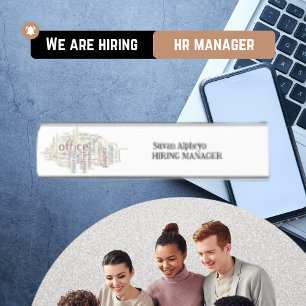 Plain Modern White Hiring Manager Desk Name Plate