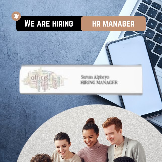 Plain Modern White Hiring Manager Desk Name Plate (Creator Uploaded)
