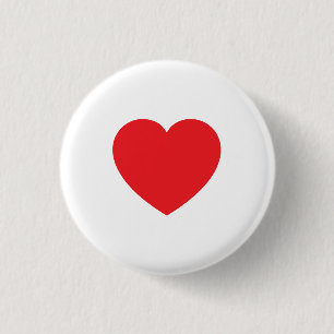 Plain Modern White Red Love Heart Graphic 1 Inch Round Button