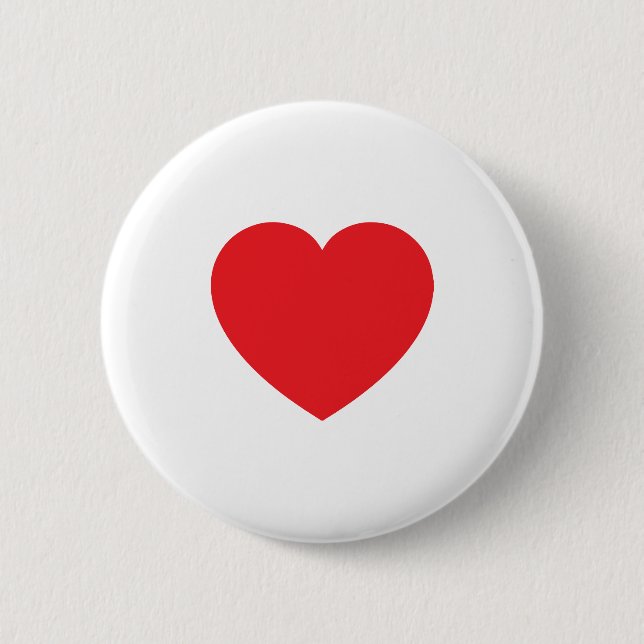 Plain Modern White Red Love Heart Graphic 2 Inch Round Button (Front)