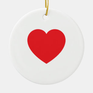 Plain Modern White Red Love Heart Graphic Ceramic Ornament