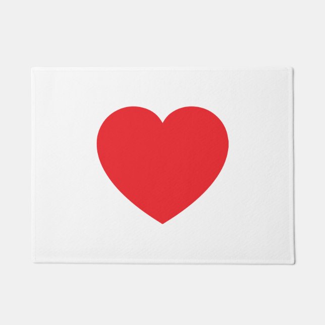 Plain Modern White Red Love Heart Graphic Doormat (Front)