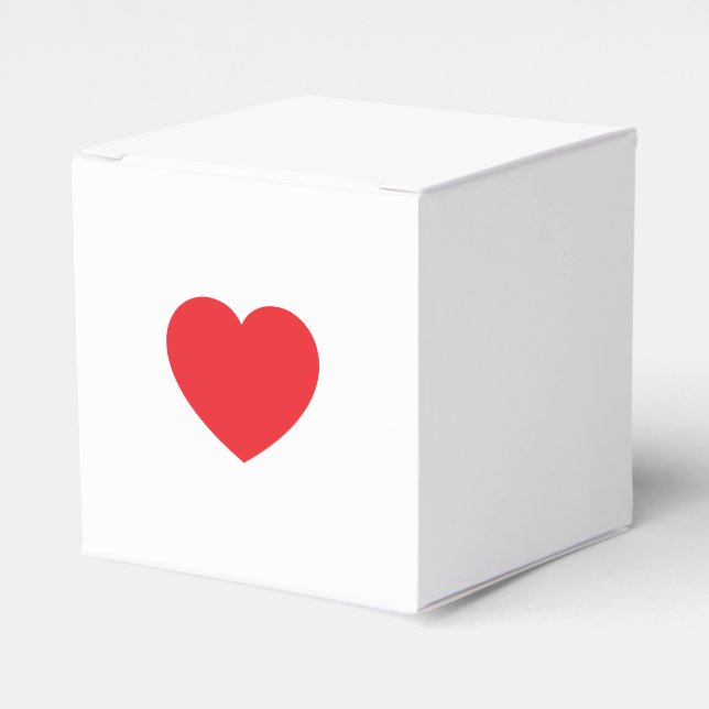 Plain Modern White Red Love Heart Graphic Favor Box (Front Side)