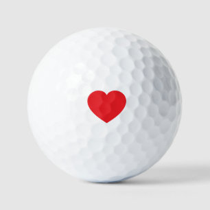 Plain Modern White Red Love Heart Graphic Golf Balls