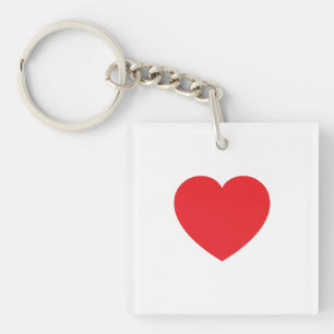 Plain Modern White Red Love Heart Graphic Keychain