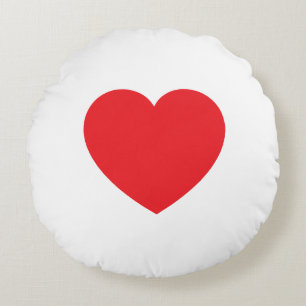 Plain Modern White Red Love Heart Graphic Round Pillow