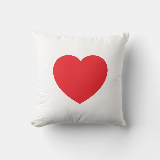 Plain Modern White Red Love Heart Graphic Throw Pillow (Front)