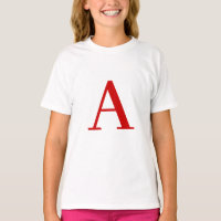 Plain Modern White Red Monogram Initial Letter