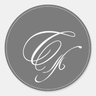 Plain Monogram C, customizable background colour Classic Round Sticker