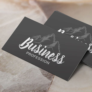 Plain Mountain Logo Typography Dark Grey Business Card